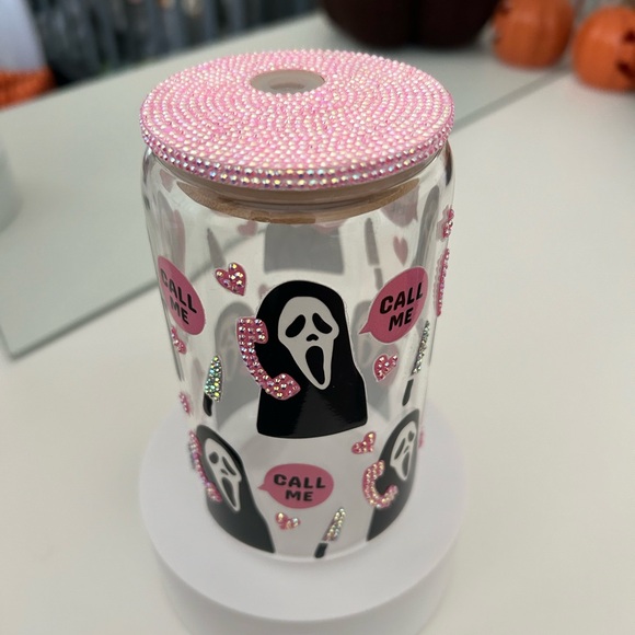 SOLD!!! 16 oz Bedazzled Pink horror character Tumbler Cup! - Picture 4 of 5